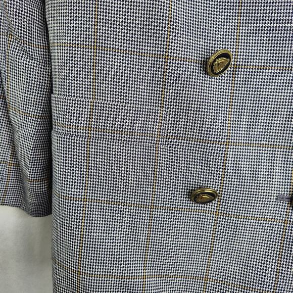 Vintage Stirling Cooper Glen Plaid Blazer Women's 10 Petite Gray Double Breasted - Picture 7 of 12